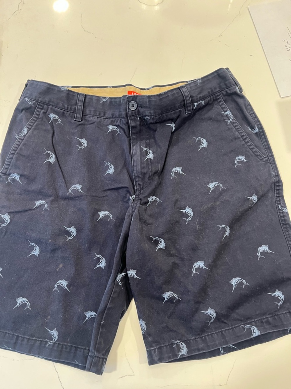 Men’s Navy Marlin-Print Cotton Shorts